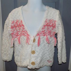 Roxy Girl Jesper Out Pink/White Knit Cardigan NEW